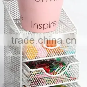 Fashion 4 Tier Metal Mesh Desk Storage/Desk Organizer/Stationery Holder thumbnail-2