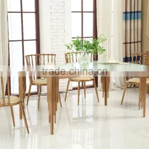 High Quality Lunxry Modern Stainless Steel Dinning Table and Chairs AH069 thumbnail-5