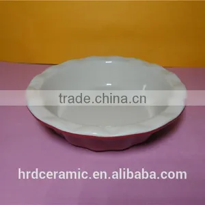 High Quality Wholesale Red Ceramic Plate Round Pie Plate thumbnail-2
