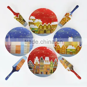 12" Porcelain Cake Plate With Server,ceramic Plate With Server,porcelain Christmas Plate thumbnail-1