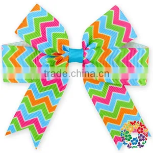 Blue Heart Pattern Grooming Bows Baby Kids Hair Ribbon Boutique Wholesale Style Hair Bows thumbnail-6