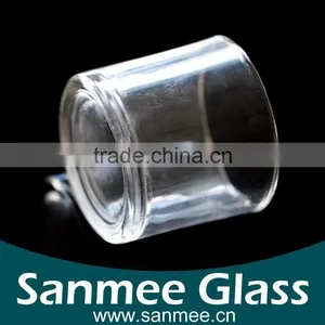 Plain Round Small Machine Pressed Glass Candle Holder thumbnail-2