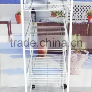 330-55 4-tier Metal Wire Storage Shelf Storage Cart With Wheels thumbnail-4