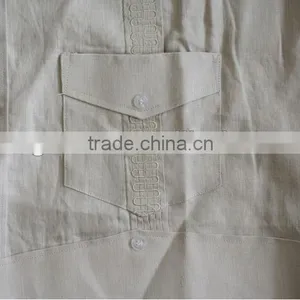 Men's 100% Cotton Guayabera Shirt With Long Sleeve and Pintuck Embroidery thumbnail-5