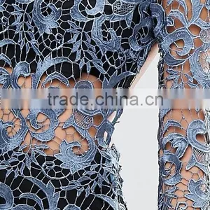 Good Quality Fashion Petrol Blue Bandeau Underlay Kick Split Lace Open Back Dress thumbnail-6