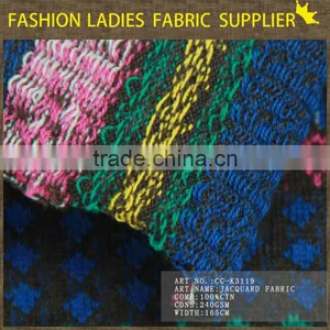 Hot Sales Ladies Fashion Fabric 100% Cotton Jacquard Knitting Fabric thumbnail-2