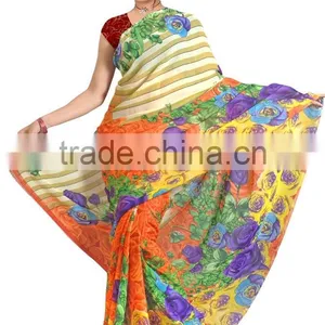 Digital Flower Printed Saree Looking Amazing thumbnail-1