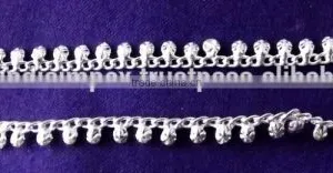 SILVER TONE PAISLEY Chain Payal ANKLETS Feet Bracelet PAIR thumbnail-2
