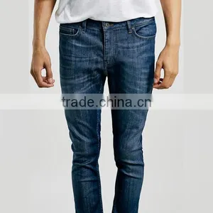Blue Washed Plain Slim Fit Skinny Jeans Men Factory Manufacturers thumbnail-3