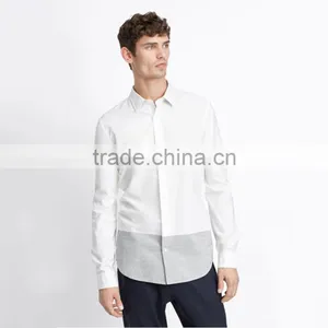 Hot Styles Contrast Colors Curve Bottom Fancy Dress Shirts for Men thumbnail-1