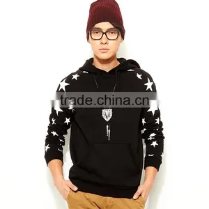 Bulk Stylish Hoody Sweatshirt Star Print Sleeve Cheap Black Hoodies thumbnail-1