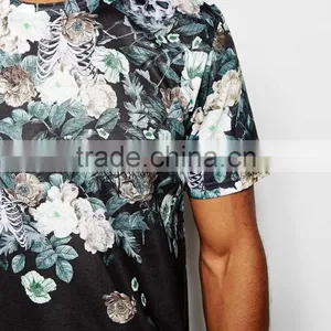 Stylish Floral Skull Printed t Shirt, Sublimation Printing t Shirt Wholesale thumbnail-3