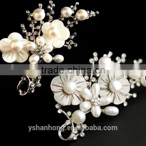 South Korea's Joker Natural Pearl Diamond Brooch Plum Flower Pin Wholesale thumbnail-3