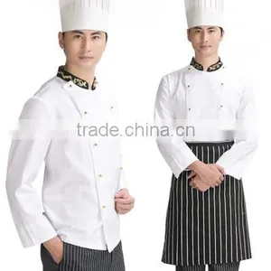 Juqian Cheap Long Sleeve White Chef Coat Chef Uniform Sets With High Hat thumbnail-1