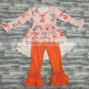 Wholesale Boutique Children Top and Pants Girl Turkey Thanksgiving Ruffle Outfit for Kids thumbnail-1