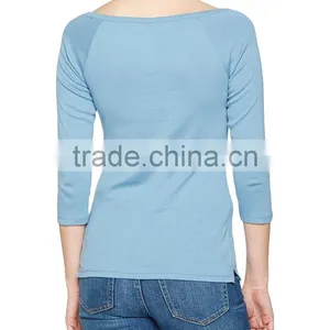 Women's Boat Neck 3/4 Raglan Sleeve T Shirt thumbnail-2
