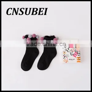 South Korea Cute Travel Children Socks With Cotton Balls,pure Cotton Contrast-color Creative at Home Socks thumbnail-3