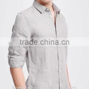 Fashion Classic Long Sleeve Casual Linen 35% and Cotton 65% Garment Wash Soft Man Shirt thumbnail-1