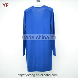 Latest Designs Blue V-Neck Women Plus Size Pullover Sweater Dress thumbnail-2