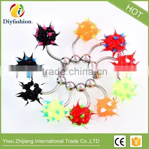 Stainless Steel Mixed Color Silicone Ball Shape Navel Ring thumbnail-4