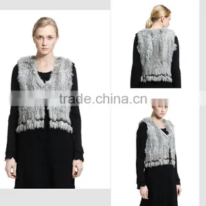 YR584 Beautiful Tassel Genuine Rabbit Fur Vest Women Top Quality 2015 thumbnail-2