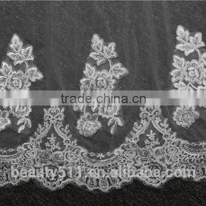 Wholesale New Lace Wedding Veils Ivory Wedding Veilgrance Long Lace Bridal Wedding Veil Long Tulle Lace Jeweled Tulle Veils thumbnail-6