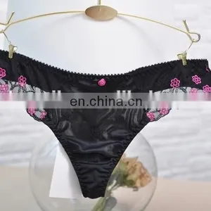 Lady Girl Hot Sexy Picture See Through Embroidered Thong Panty thumbnail-1
