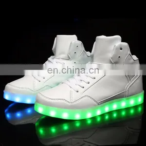 Wholesale New Design Casual Shoes Men Pu Leather Light Shoes Street Dance Luminous High Top LED Shoes Sneakers for Men Women thumbnail-2