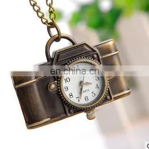 Pocket Watch Camera Pendant Necklace Quartz Antique Bronze Alloy Watch Long Chain Necklace Birthday Gift thumbnail-1