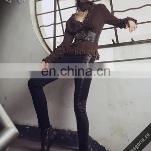 Steampunk Trousers Made of Stretchy Vegan Leather and Fleece Lining thumbnail-3