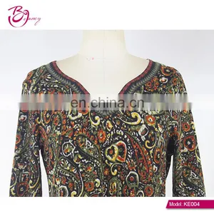 2017 Newest Kaftan Style Big Size Heart Printing One Piece Ropa Mujer Tunic for Mature Woman thumbnail-5