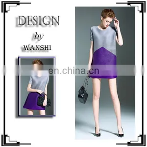 2016 Plus Size Women Clothing Pleats Issey Contrat Colors Lady Summer Dresses thumbnail-1