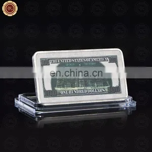 WR American Sliver Plated Bar 100 Dollar USA Banknote 1 oz Gold Bar Promotional Gift Commemorative Bar thumbnail-2