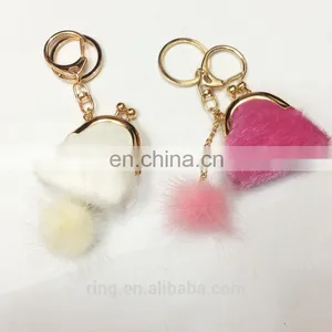 Wholesale Woman Bag Pendant Custom Jewelry Multicolor Fur Purse Keychain thumbnail-3