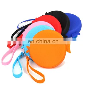Cartoon Shape Round Mini Money Bag Assort Coin Bank Fish Shape Girls Clutch Silicone Wallet Wristlet Purse thumbnail-3