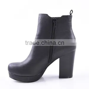 2016 Woman's Newest Stylish High Heel Wellington High Ankle Boots With Side Zipper thumbnail-4
