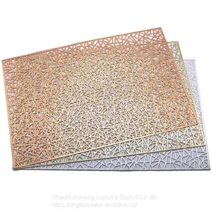 Rectangle PVC Hollow Decorative Mat Thermal Insulation Non-slip Dining Table Creative Western Placemat thumbnail-4