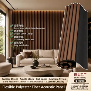Mingyang Flexible Wood Slat Polyester Fiber Acoustic Panel, Curved Sound Absorbing Decorative Wall Panel for Interior Decoration