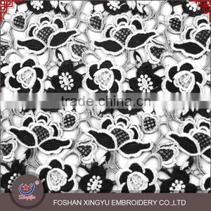 2016 Apparel Garment Accessories Black and White Cotton Crochet Indian Schiffli Embroidery Lace Fabric thumbnail-1