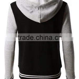 Baseball Varsity Jacket Contrast Sleeve Fleece Hoodie thumbnail-4