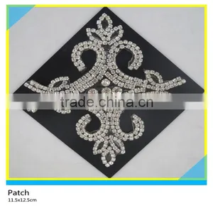 Hotfix AB Crystal Rhinestone Patch Clear Rhinestone Chain Flower Applique 8.5x8.5cm thumbnail-6