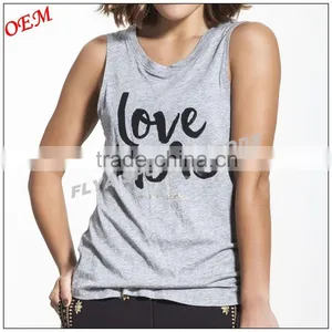 OEM Manufacturer Low MOQ Custom Printing Loose Fit Ladies Sleeveless Fitness Gym Tank Tops Comfortable Yoga Singlet Quality Choice thumbnail-6