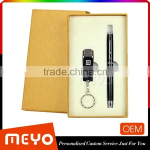 Corporaiton Keychain Usb Flash Drive and Metal Ball Pen Office Gift Set thumbnail-1