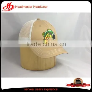 Custom Fish Embroidered Cotton Trucker Hats Plastic Cover Mesh Baseball Cap thumbnail-1