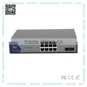 CCTV Manufacture Unmanaged 2 Port SFP to 8 Port RJ45 10/100/1000M Ethernet Fiber Optic Switch thumbnail-1