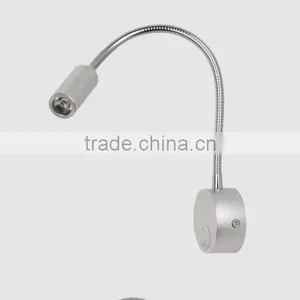 3W LED Wall Mount Light for Hotel Bedside Reading Lamp With Flexible Gooseneck On/off Switch Quality Choice thumbnail-2