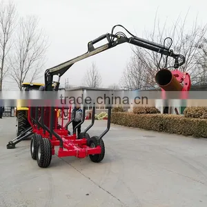 Manufacturer Supply Wood Timber Log Trailer With Crane/ Forestry Trailer and Grapple thumbnail-1