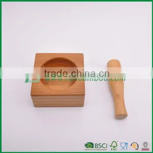 Wonderful Sturdy Bamboo Mortar and Pestle, Kitchen Accessory Fuboo thumbnail-1