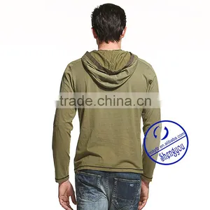 Custom Long Sleeve Mens Tshirt With Hood Wholesale China thumbnail-3
