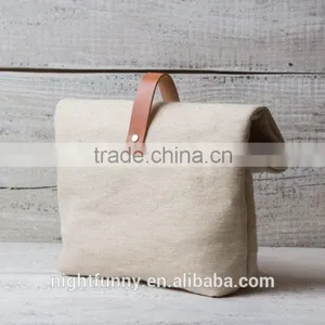 Canvas Lunch Bag for School Work,lightweight Handbag,white Canvas Rolled Tote Bag thumbnail-2